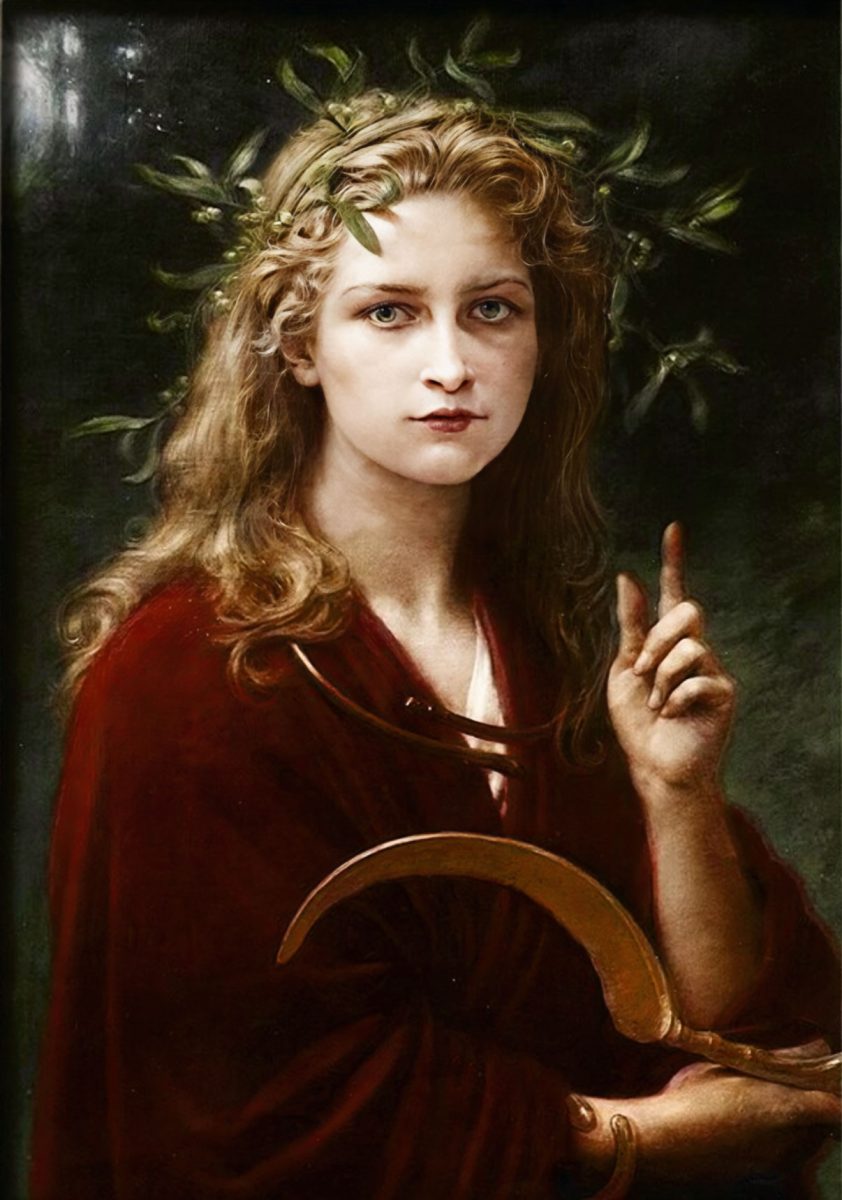 Female Druid with her Scythe for cutting mistletoe